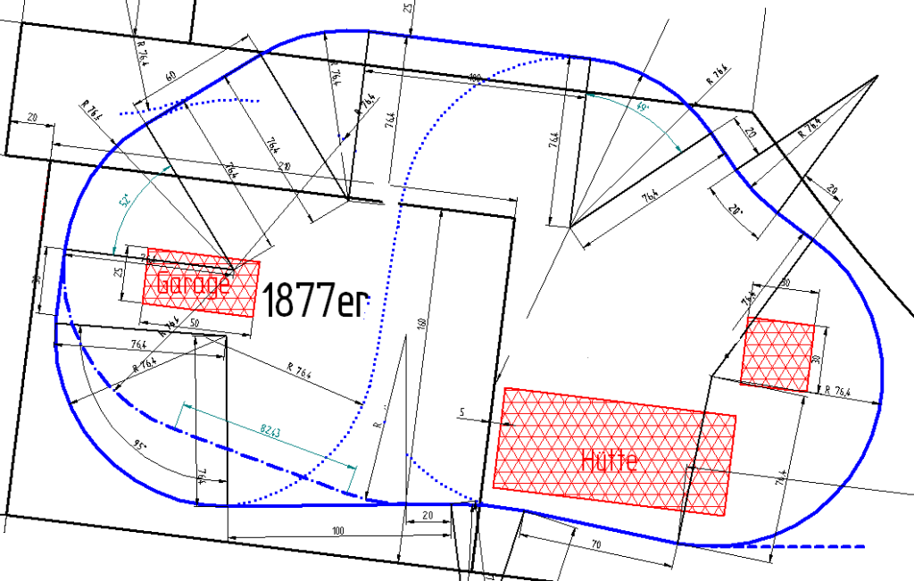 Gleisplan unserer geplanten Gartenbahnanlage beim Bahnhof Wittmannsdorf